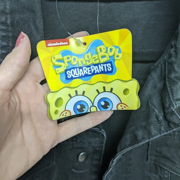 Nickelodeon Sponge Bob Unisex Black Jean Jacket L - Picture 3 of 8